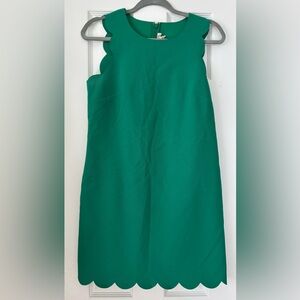 J. Crew Vibrant Green Cocktail Dress with Scallop Edges
